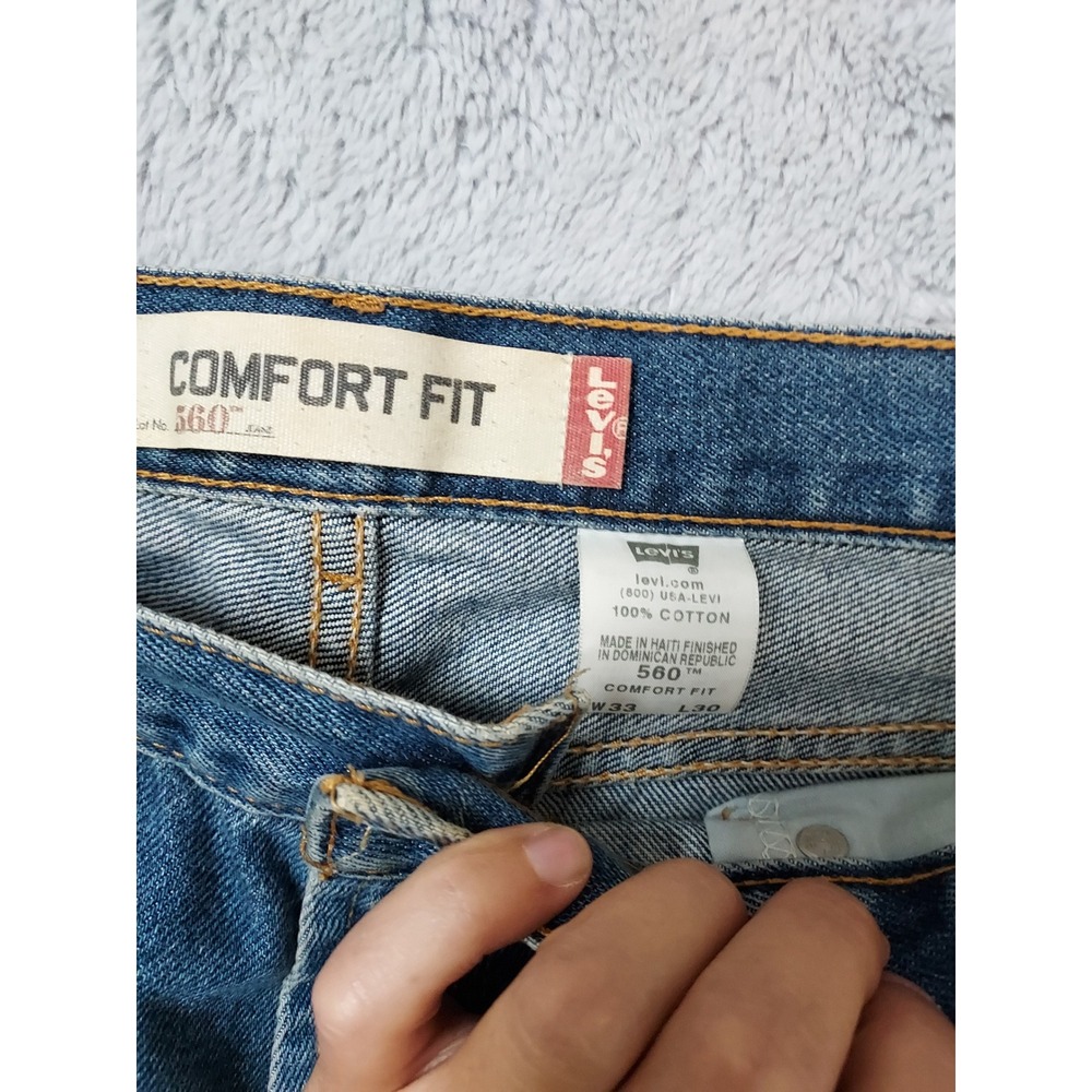 Vintage Levis 560 Jeans Mens 33x30 Y2K Comfort Fit Loose Baggy Denim Blue Skater - Picture 5 of 11